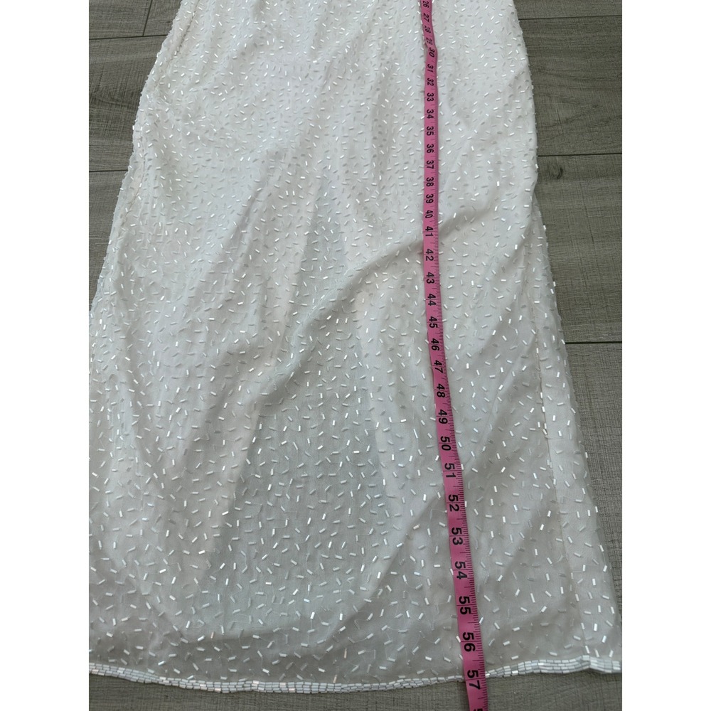 Vintage Jagswear 100% Pure Silk Beaded Pearl Evening Gown Open Back Dress Size L - Picture 10 of 11
